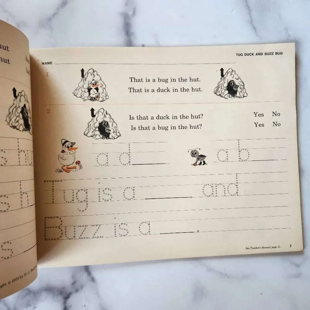 Tug Duck and Buzz Baby the Sack Hut vintage seatwork book 70s softback education